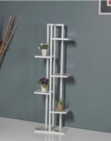 Resim 6 Bölmeli Raf Beyaz Metal Çerçeveli Sağlam Beyaz Mermer 