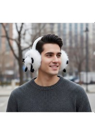 Resim Sevimli Figürlü Katlanabilir Peluş Kulaklık Beyaz 