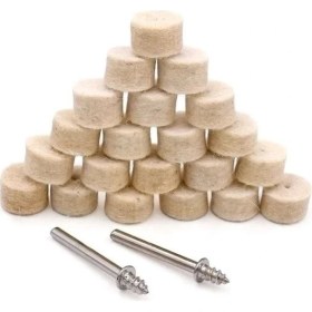 Resim Depolife Polisaj Cila Parlatma Keçesi Yün Matkap Ucu Keçe Dremel 13 mm Toplam 21 Adet Keçe + 2 Aparat 