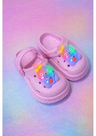 Resim Kids World Ayıcık Tokalı-ışıklı Havuz Plaj Deniz Çocuk Önü Kapalı Terlik Mor 