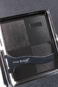 Resim Silvio Monetti Kare Gümüş Desenli Metal Sigara Tabakası Smtbkcb001r1 