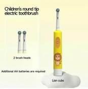 Resim Gaibosi Çocuk Elektrikli Diş Fırçası, Yuvarlak Burun, Dönen Çizgi Film Desenli, Pil Modeli, 3-9 Yaş Arası Çocuklar İçin, Yumuşak Kıllarhl198kye-2 Adet Başlık 