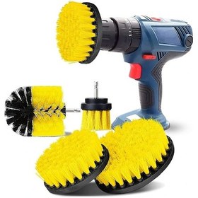 Resim /ea/ Sarı 4 Adet Fırça Temizleme Fırçası, Matkap Araba Plakası İçin Fırça Matkap Dahil Değildir 