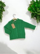 Resim Kız Bebek Örgü Düğmeli Hırka-14890 Yeşil 