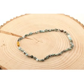 Resim Deniz Doğal Taş Sertifikalı Larimar Natural Kesim ( Taşlar) Doğaltaş Kolye M234 