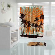 Resim Zethome Tropik Hawai Sun Banyo Duş Perdesi Tek Kanat 1X180X200 