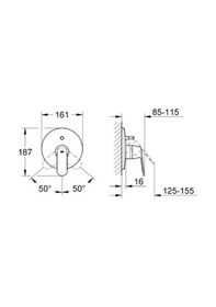 Resim Grohe Eurosmart Cosmo Ankastre Banyo Duş Bataryası - 19382000 Krom 