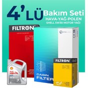 Resim Filtron Toyota Uyumlu Auris 1.6 Shell Motor Yağlı Bakım Seti (2010-2012) 4 LU 