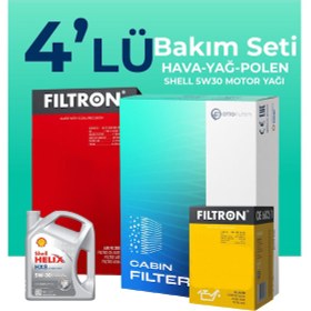 Resim Filtron Toyota Uyumlu Auris 1.6 Shell Motor Yağlı Bakım Seti (2010-2012) 4 LU 