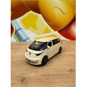Resim Scntoys Welly Volkswagen Id.buzz Krem Diecast Metal Araba Oyuncak Volkswagen Minibüs Transporter Araba 