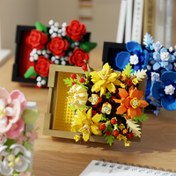 Resim 3D Puzzle Çiçek Buketi, Sonsuz Gül ve Güneş Çiçeği Mikro Boncuk Yapı Blokları, ABS Malzeme, Romantik Sevgililer Günü Hediyesi, Çok Renkli 