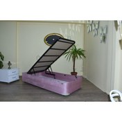 Resim Ankara Mobilya Baza Sandıklı 13426 Tay Tüy Pembe Kumaş Model Metal Fırın Boya 90*190 El Yapım 
