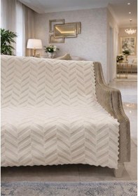 Resim Mza Kaymaz Taban Süngerli Bohem Koltuk Örtüsü 1,kalite Bej 