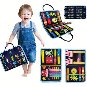 Resim Çocuklar İçin Doğum Günü Hediyesi, Erkek ve Kız Çocukları için Eğitici Duyusal Oyun Tahtası, İnce Motor Becerilerini Geliştiren Seyahat Öğrenme Kitabı ile Rastgele Aksesuarlar 