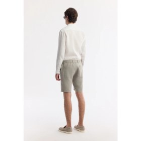 Resim AVVA Erkek Gri Beli Lastikli %100 Keten Relaxed Fit Şort B003732 