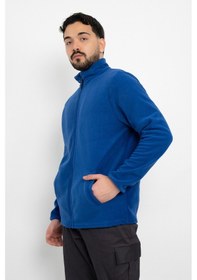 Resim Dasüniforma Unisex Anti-pilling Tüylenme Yapmayan Standart Fit Tam Fermuarlı Soğuk Geçirmez Polar Hırka Mavi 