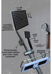 Resim Yeni Nesil Robot Yağmurlama Tepe Duş Başlığı Seti Kare Model Krom 