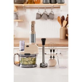 Resim Mastermaid Premium Pro Paslanmaz Çelik Bıçaklı 2000W Mutfak Robotu, Soft Cream 