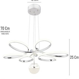 Resim Krom Lüks 3 Renk Ledli Kumandalı Çiçek Avize Beyaz 