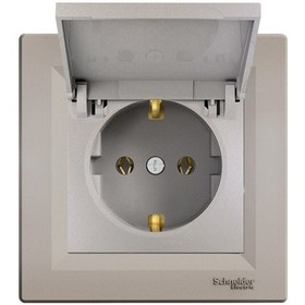 Resim Schneider Asfora Plus Bronz Kapaklı Topraklı Priz Çerçeveli - Eph 