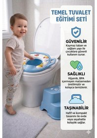 Resim Basamaklı Lüks Çocuk Klozet Adaptörü Kaymaz Ayaklı Tuvalet Eğitimi Aparatı 