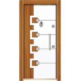 Resim Tezwood 3564 Ahşap Kaplama Çelik Kapı, Kaplama Daire Kapısı 
