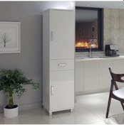 Resim Çok Amaçlı Lake Banyo Boy Dolabı Beyaz 