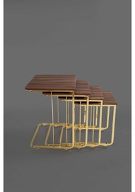 Resim Tekerlekli Veys Sehpa Gold 4 Lü Zigon Sehpa - Orta Sehpa - Yan Se (550705007) 