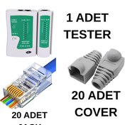 Resim SpeedUF 20 Adet Yeni Nesil Cat5cat6 Jak+20 Adet Cover Kılıf+test Cihazı 