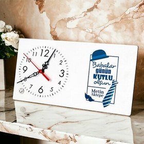Resim Şapka ve Kravatlı Babaya Hediye Şık Masa Saati 