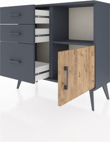 Resim Arges Şifonyer Tek Raflı 3 Çekmeceli Tek Kapaklı 88x30x80 Antrasit-çam/antrasit Çam/antrasit 