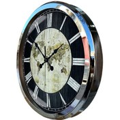 Resim Krom Metal Çerçeveli Salon Ofis Otel Duvar Saati 52 cm K13 Krom 