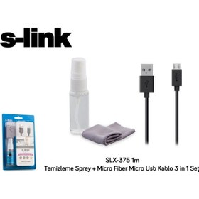 Resim Ps4 Kol Şarj Kablosu S-Link Slx-375 1M Siyah Temizleme Set 