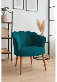 Resim Waterybrook Tekli Berjer Koltuk - Papatya Babyface Kumaş Ceviz Ayaklı - 13 Renk Seçeneği Petrol 