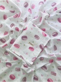 Resim Pedimu Macaron Desenli Müslin Örtü Organic Pembe Müslin Bebek Battaniyesi 