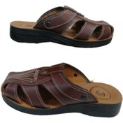 Resim Akım Erkek Kahverengi Ortapedik Taban Sandalet Terlik Ak40-10 