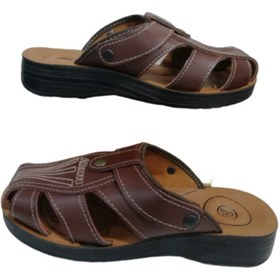 Resim Akım Erkek Kahverengi Ortapedik Taban Sandalet Terlik Ak40-10 