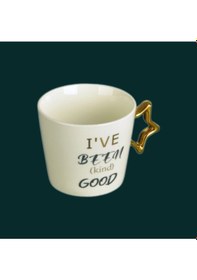 Resim Tohana Porselen Kupa 350ml Yıldız Kulp Desen2 Beyaz 