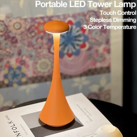 Resim Taşınabilir LED Masa Lambası - Dokunmatik Kontrol, 3 Renk Sıcaklığı, Şarj Edilebilir Lityum Pil, Modern Tasarım Ev ve Ofis Dekoru için, Pil ile Çalışan Lamba | Şık Lamba Tasarımı | Dokunmatik Kontrol Lambası, Ev Dekoru için LED Işıklar 