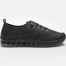 Resim NILUFARR Russa Siyah Hakiki Deri Kadın Sneaker 