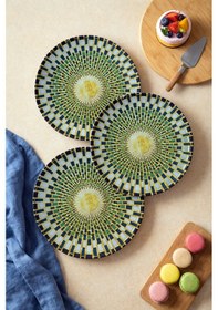 Resim Grandora Modern Yeşil Desenli 6 Adet 27 Cm Servis Tabağı Tatlı, Pasta, Servis, Kahvaltı Tabağı Seti Yeşil 