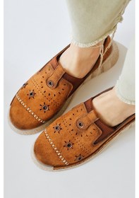 Resim Bethina Taba Süet Perçin Detaylı Lazer Delikli Babet 001 