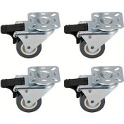 Resim Dashanshop 4 Adet 2 Inç Çift Tekerlekli Frenli Universal Düz Tekerlek Seti 