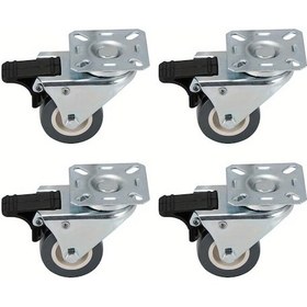 Resim Dashanshop 4 Adet 2 Inç Çift Tekerlekli Frenli Universal Düz Tekerlek Seti 