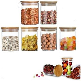 Resim Morponi Bambu Kapaklı Vakumlu Borosilikat Cam Kavanoz 6 Adet 100 Ml Şeffaf 