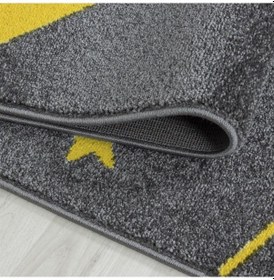 Resim Sevimli Yıldız Desenli Soft Çocuk Odası Halısı Gri Sarı Renkli Sarı 