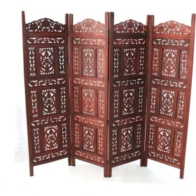 Resim Ahşap Maun Rengi El Oyması Paravan 