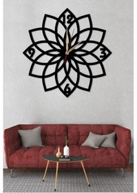 Resim Ümra Lazer Ahşap Lazer Kesim Çiçek Duvar Saati 50x50 Mdf Siyah Renk Siyah 