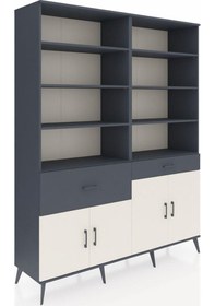 Resim Hyperion Gardrop 10 Raflı 2 Çekmeceli 4 Kapaklı 176x44x221 Antrasit-aytaşı/antrasit Aytaşı/antrasit 