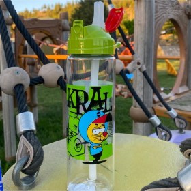 Resim Kral Şakir Hayranları Desenli-pipetli Tritan Matara 630 Cc Yeşil Yeşil 
